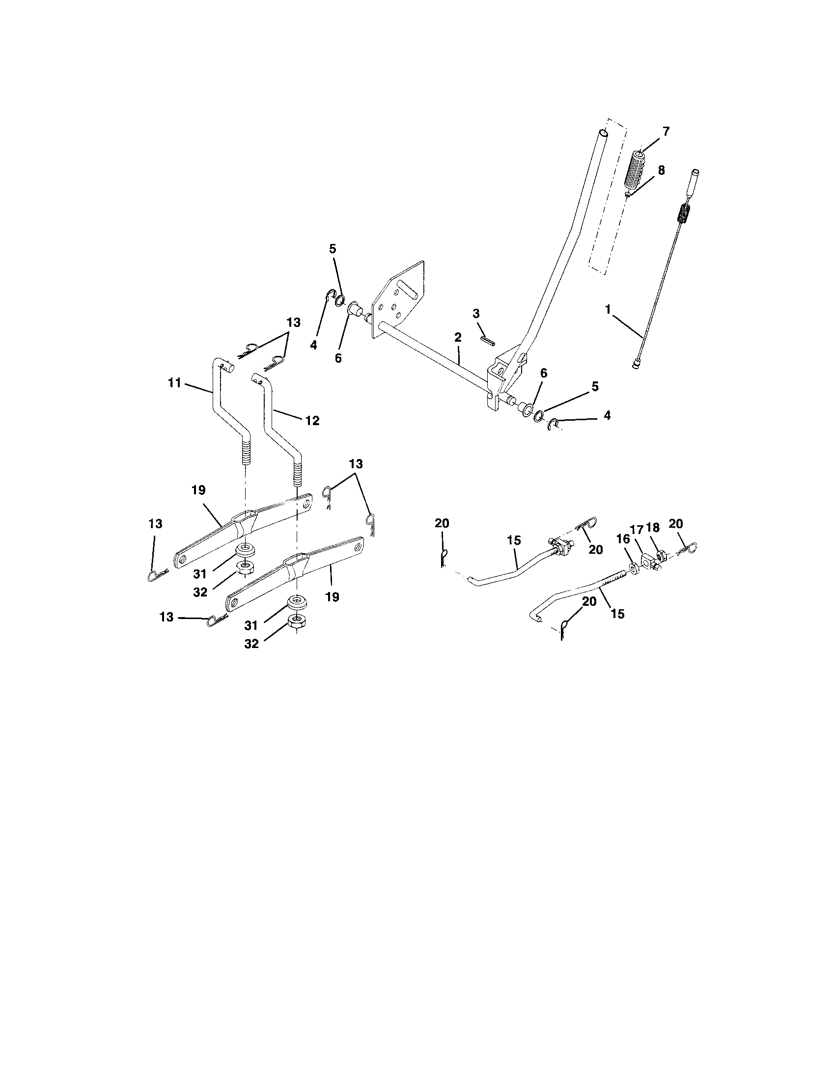 Lift Assembly Diagram and Parts List for 917273395  Craftsman Lawn Tractor