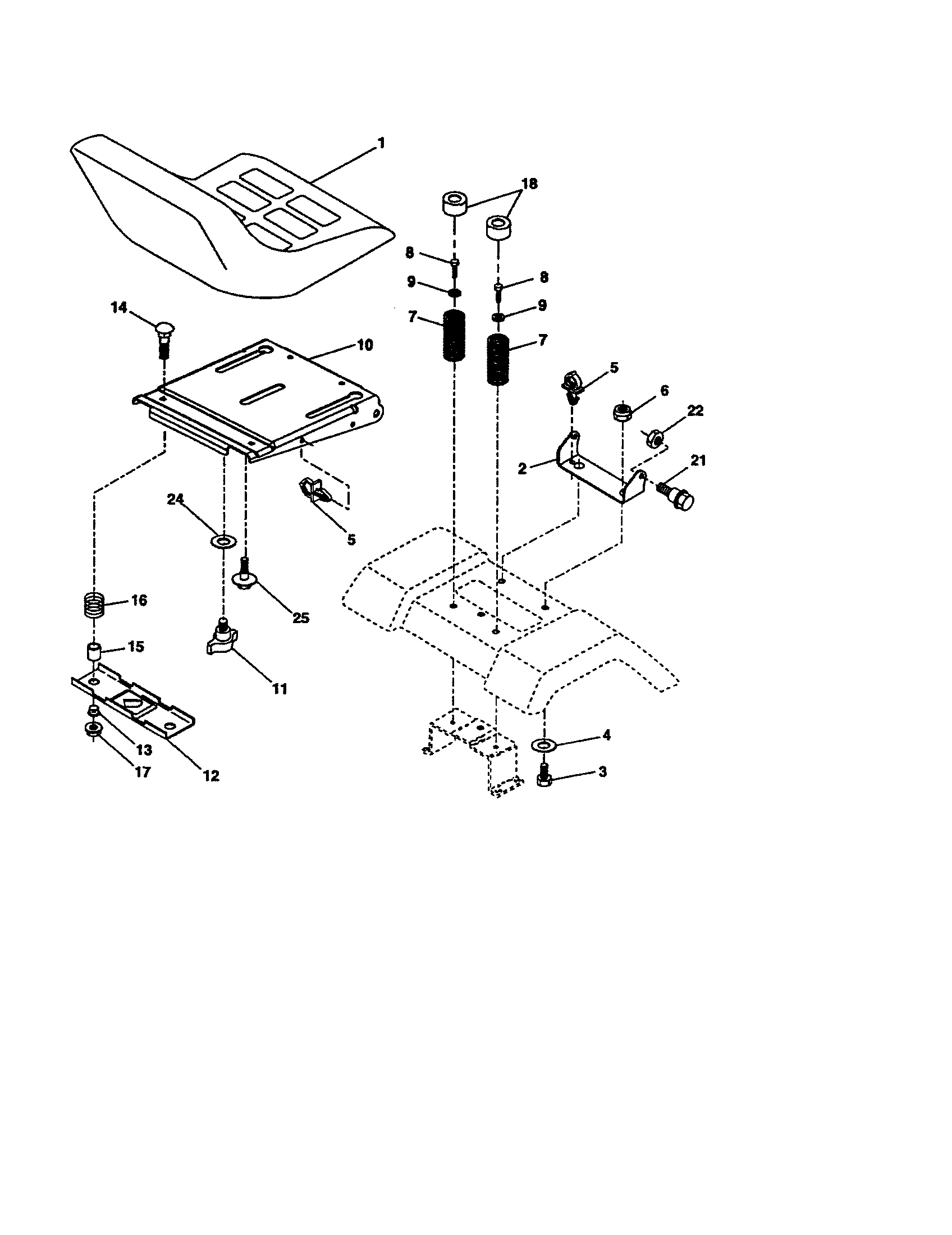Seat Assembly Diagram and Parts List for 917274033  Craftsman Lawn Tractor
