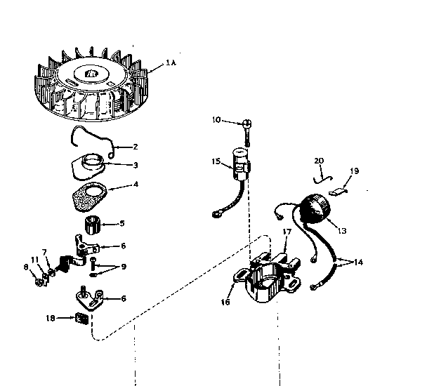 Magneto No. 610690a Diagram and Parts List for 143564112  Craftsman Engine