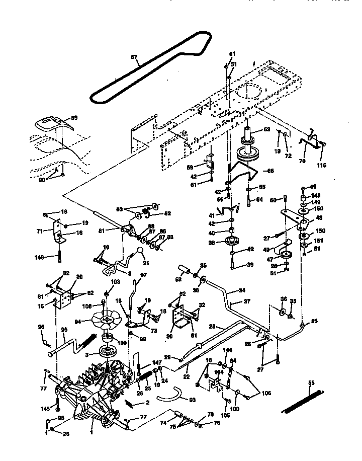 Ground Drive Diagram and Parts List for 917270642  Craftsman Lawn Tractor
