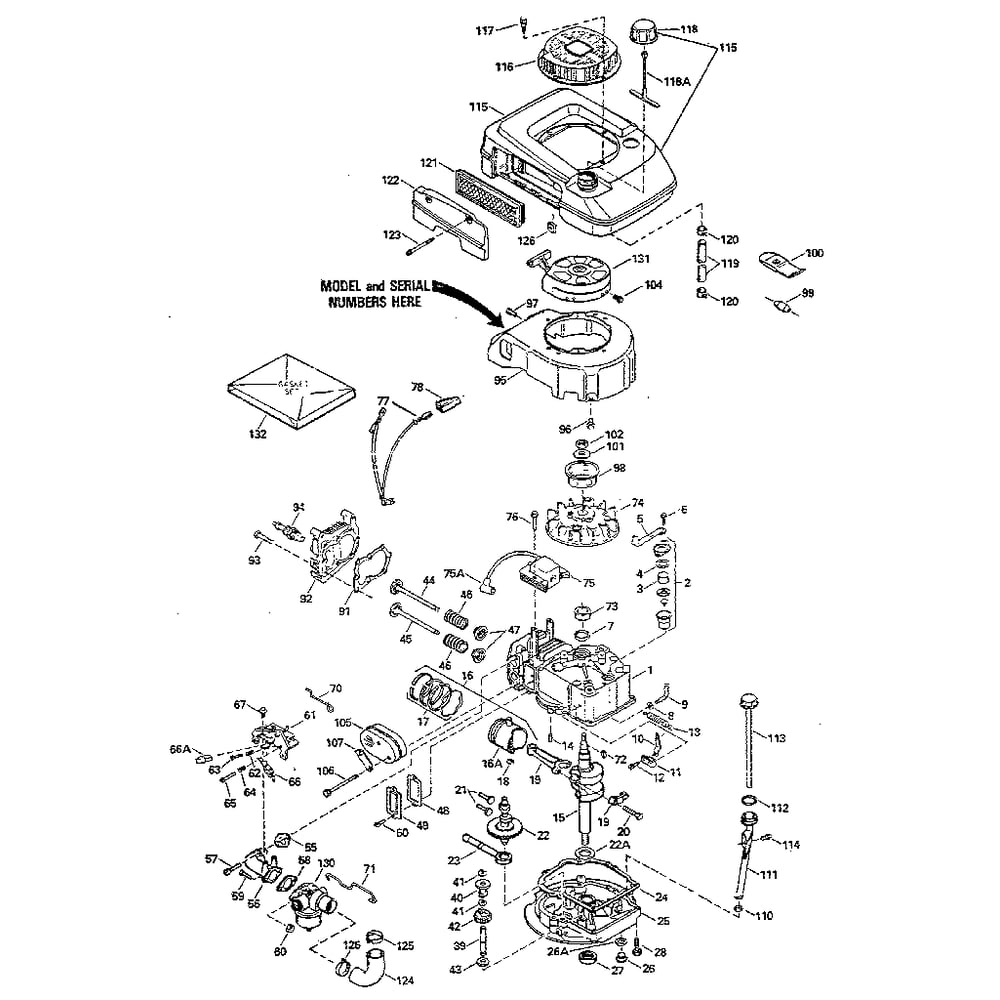 4-Cycle Engine >> Replacement Parts 1 Diagram and Parts List for 917374510 1980'S MODEL Craftsman Lawn Mower
