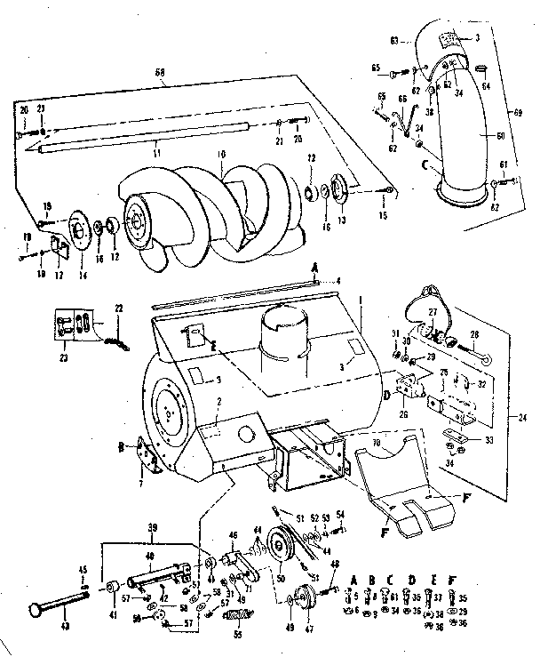Auger  Assembly Diagram and Parts List for 842260063  Craftsman Snow Blower