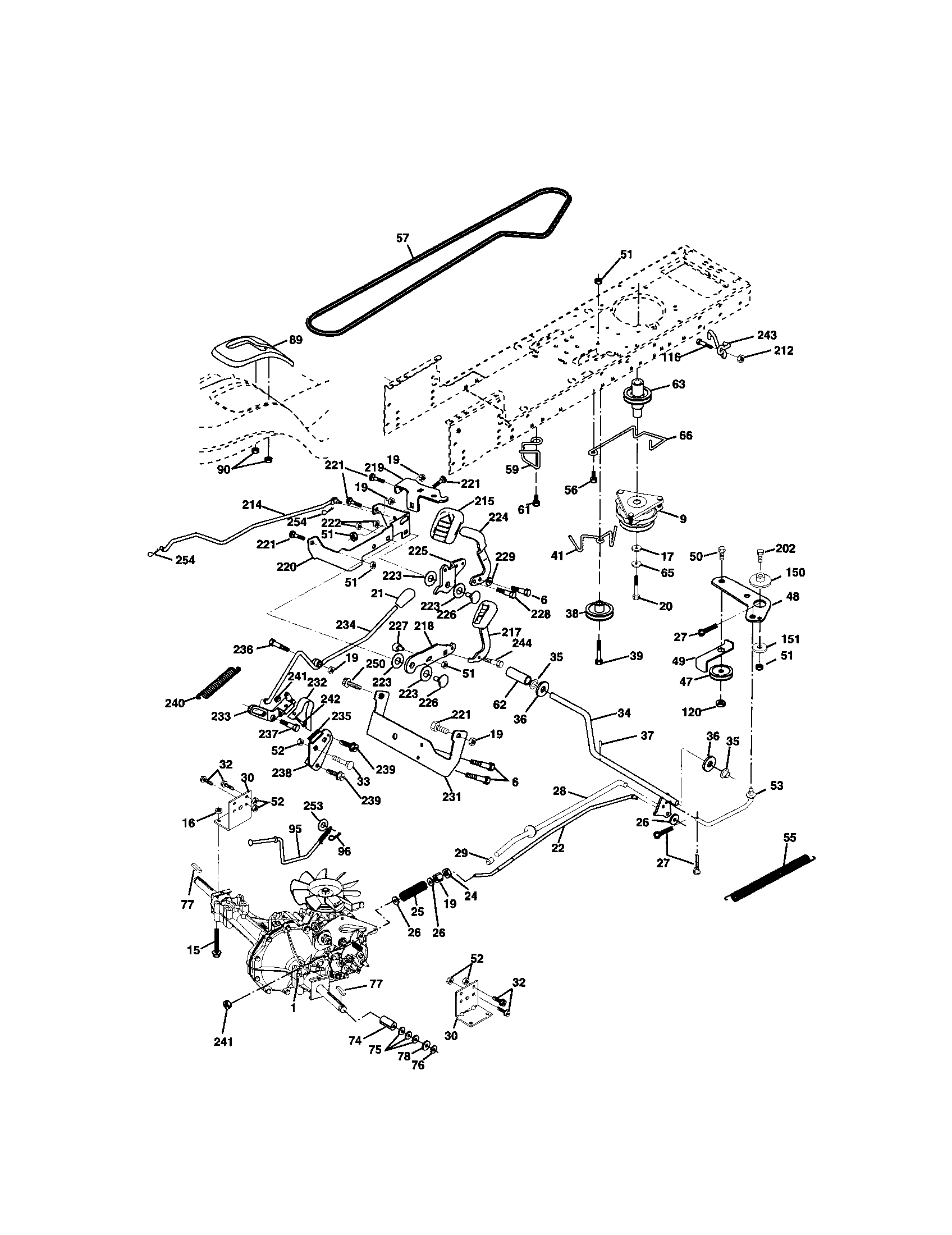 Ground Dirve Diagram and Parts List for 917272247  Craftsman Lawn Tractor