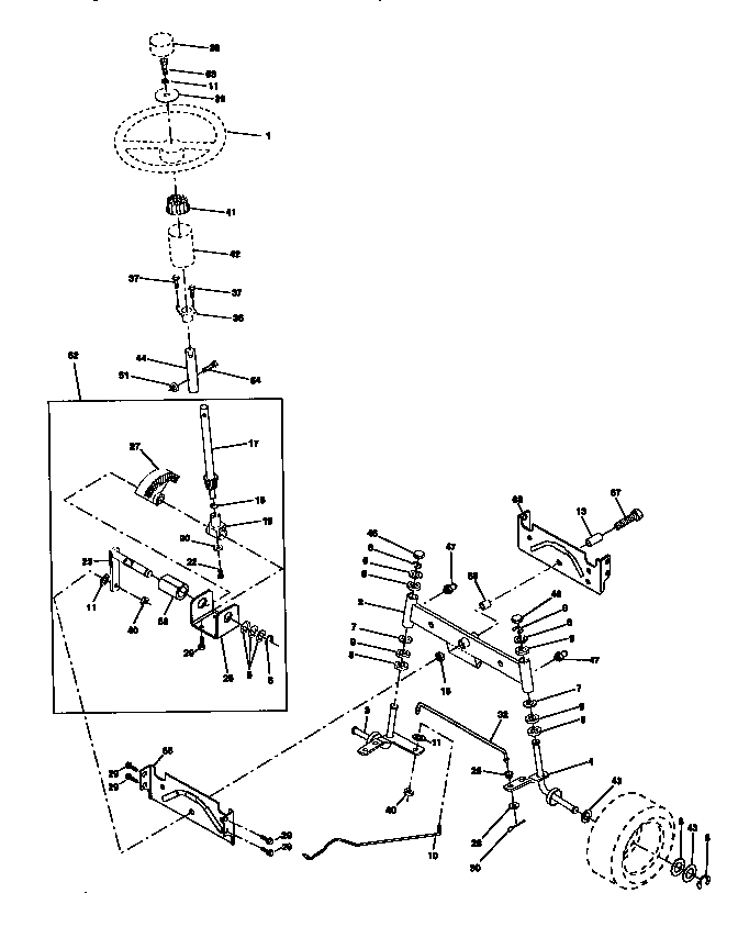 Steering Assembly Diagram and Parts List for 917270612  Craftsman Lawn Tractor