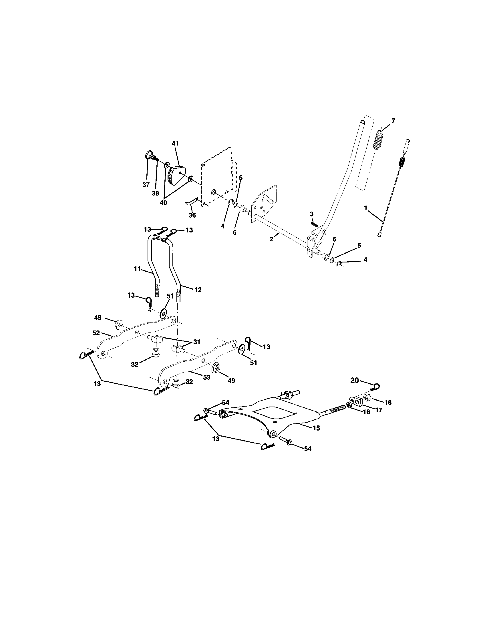 Lift Assembly Diagram and Parts List for 917272246  Craftsman Lawn Tractor
