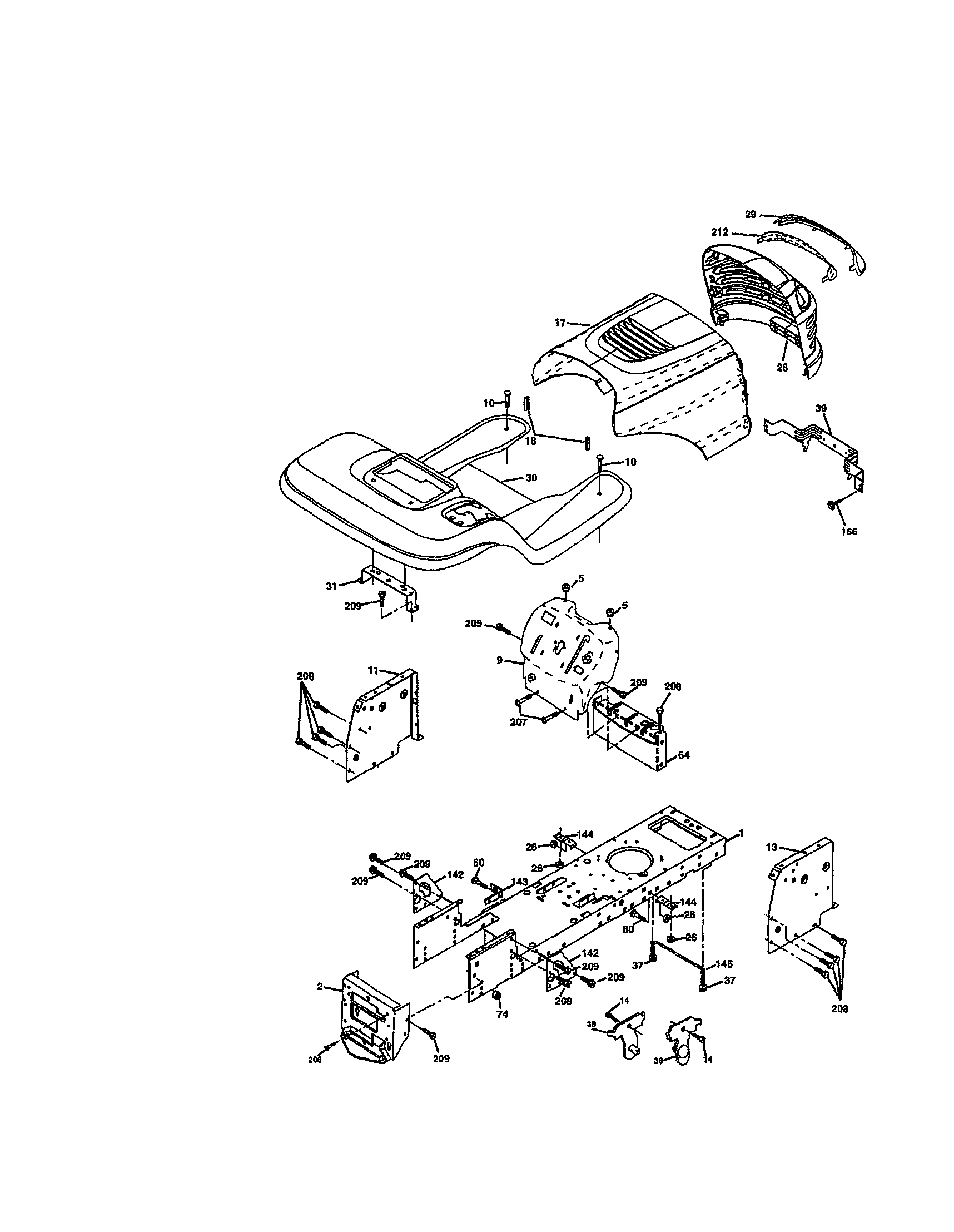 Chassis And Enclosures Diagram and Parts List for 917273402  Craftsman Lawn Tractor