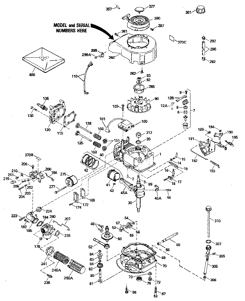 Replacement Parts Diagram and Parts List for 143404202  Craftsman Engine