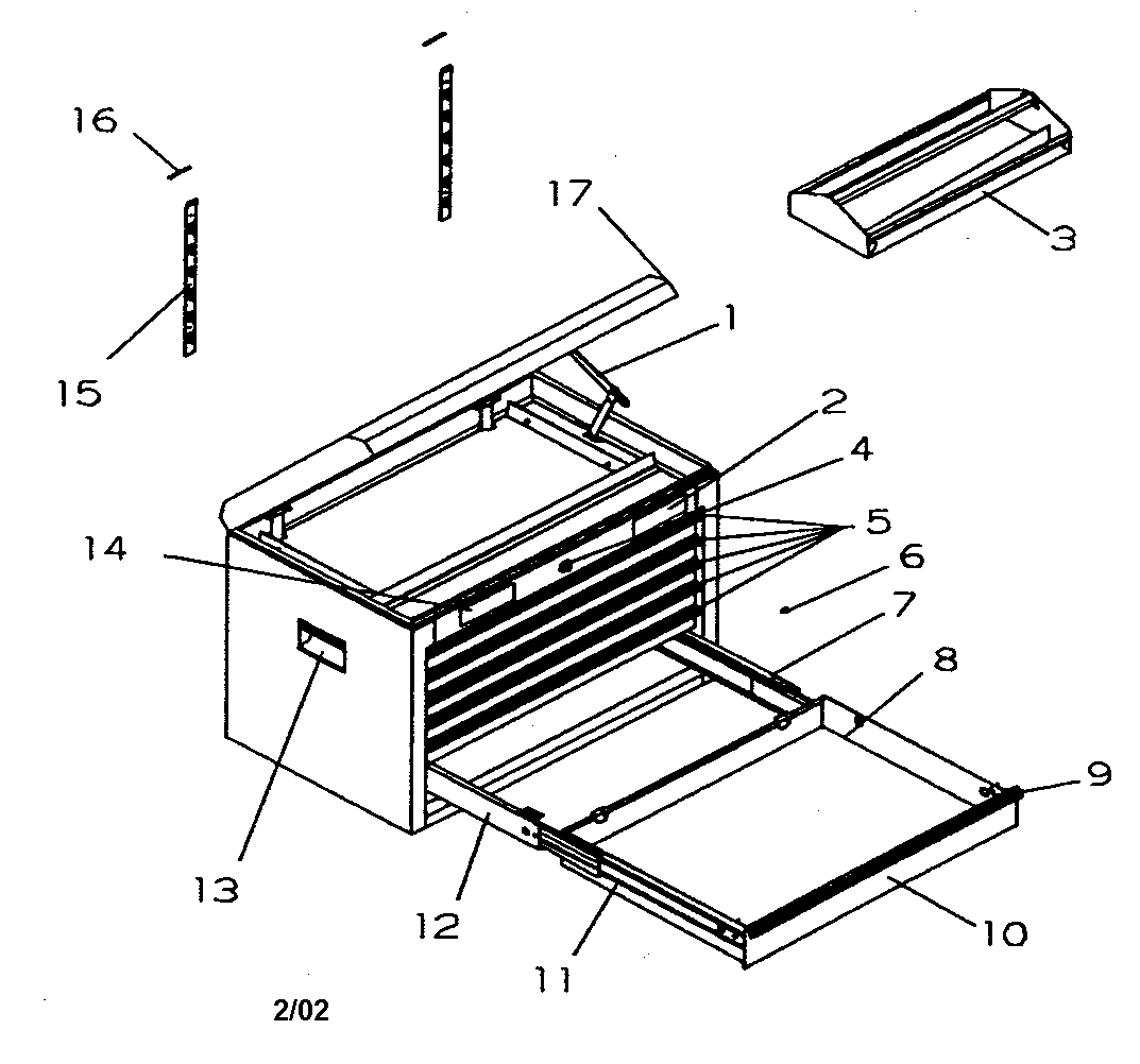 Tool Box Diagram and Parts List for 706598960  Craftsman Tool Stand & Cart