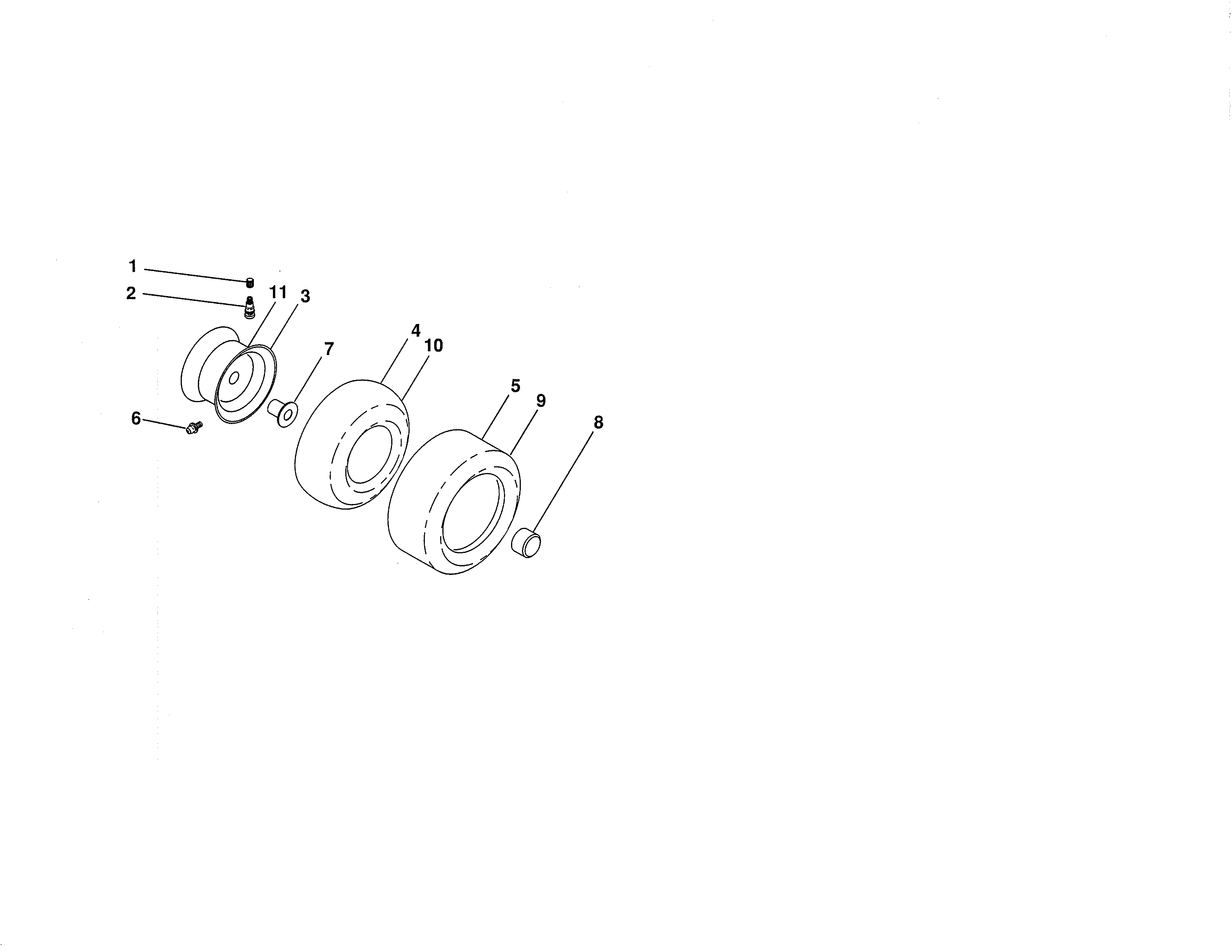 Wheels & Tires Diagram and Parts List for 917986361  Craftsman Lawn Tractor