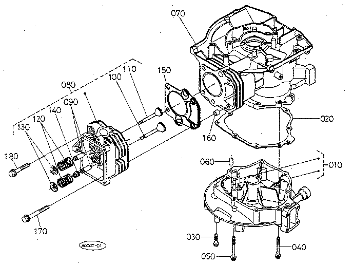 Crankcase Cover Diagram and Parts List for 3901  Craftsman Lawn Mower