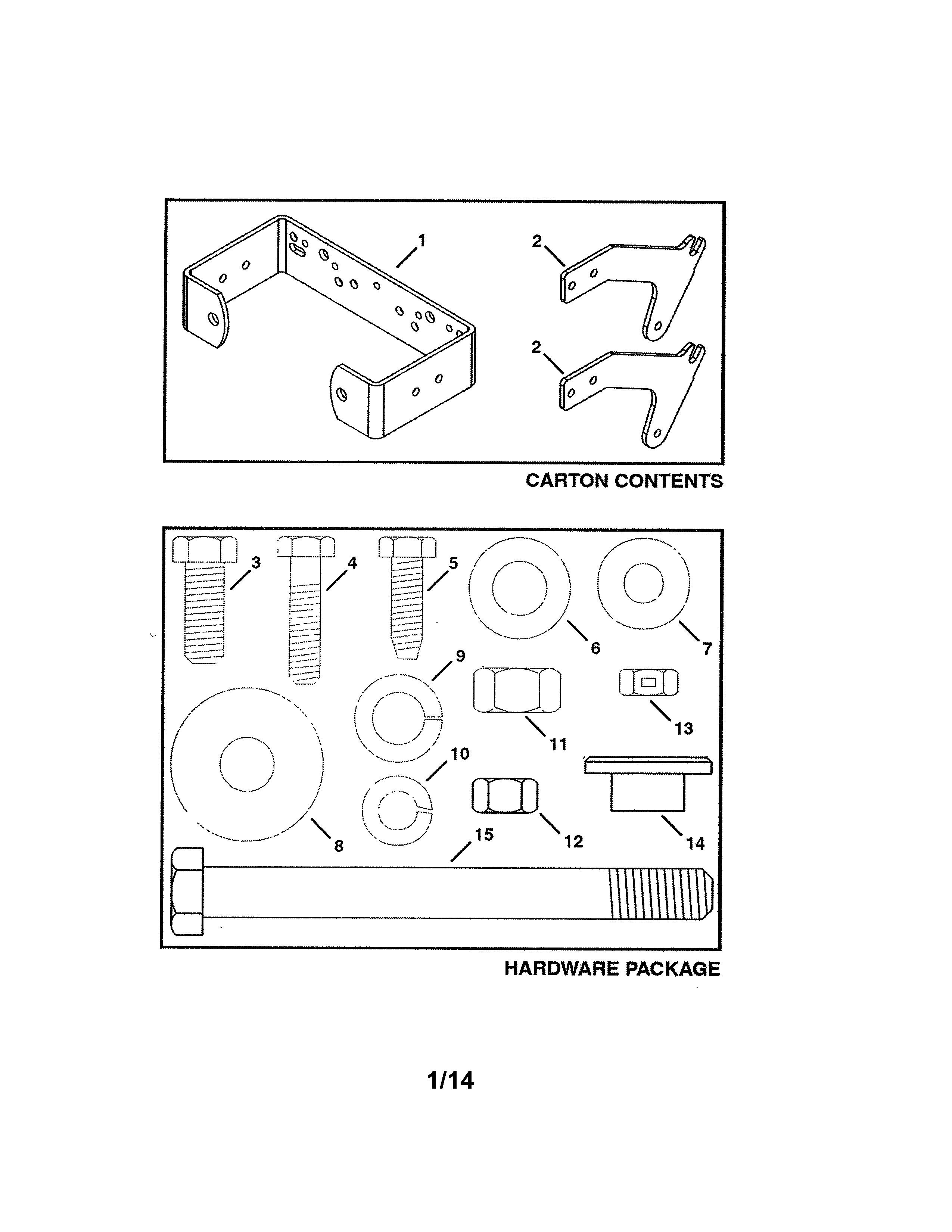 Weight Bracket Kit Diagram and Parts List for 45-04371  Craftsman Lawn Tractor