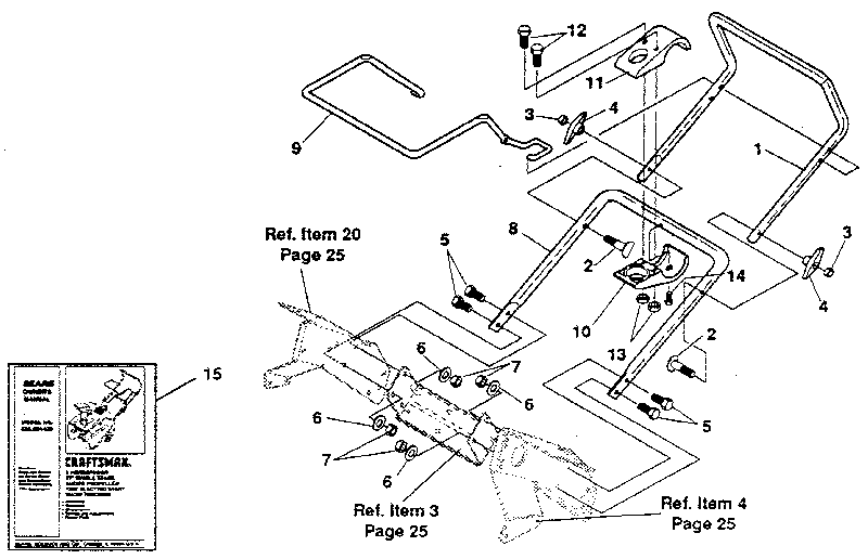 Handle Assembly Diagram and Parts List for 536884420  Craftsman Snow Blower