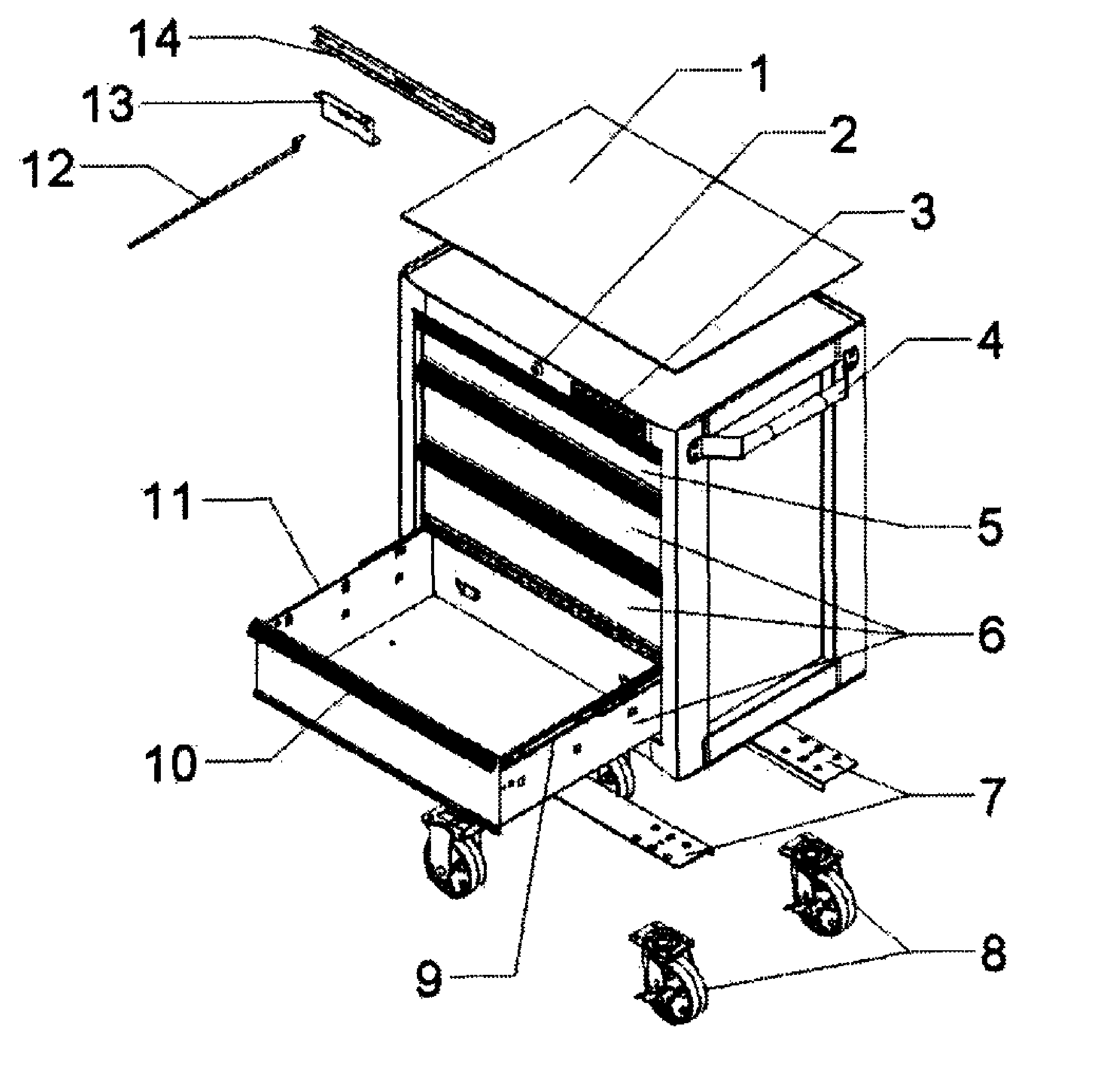 Tool Chest Diagram and Parts List for 706377140  Craftsman Tool Stand & Cart