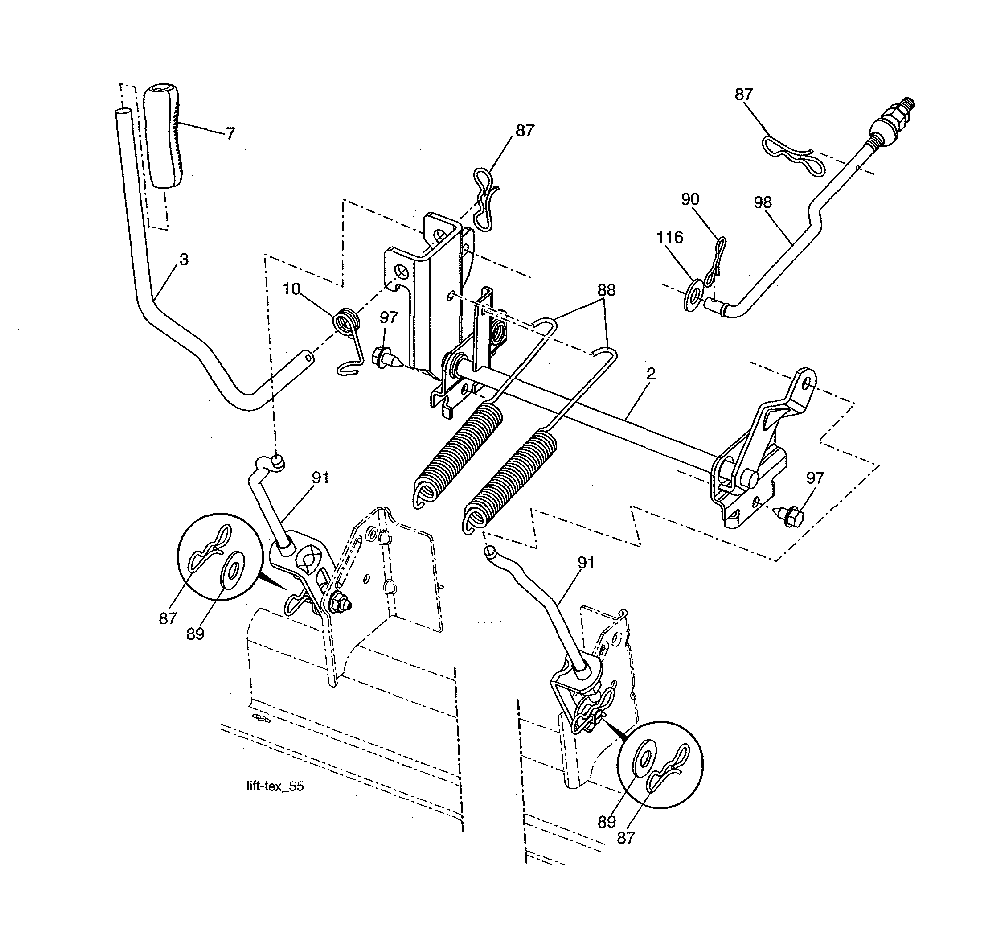 Lift assembly Diagram and Parts List for 96042022000  Craftsman Lawn Tractor
