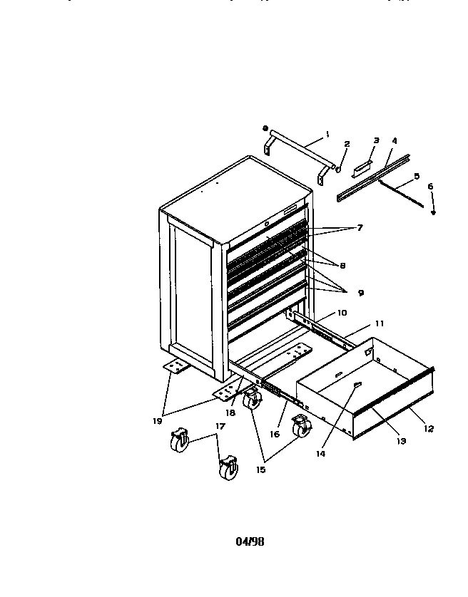 Unit Parts Diagram and Parts List for 706659190  Craftsman Tool Stand & Cart