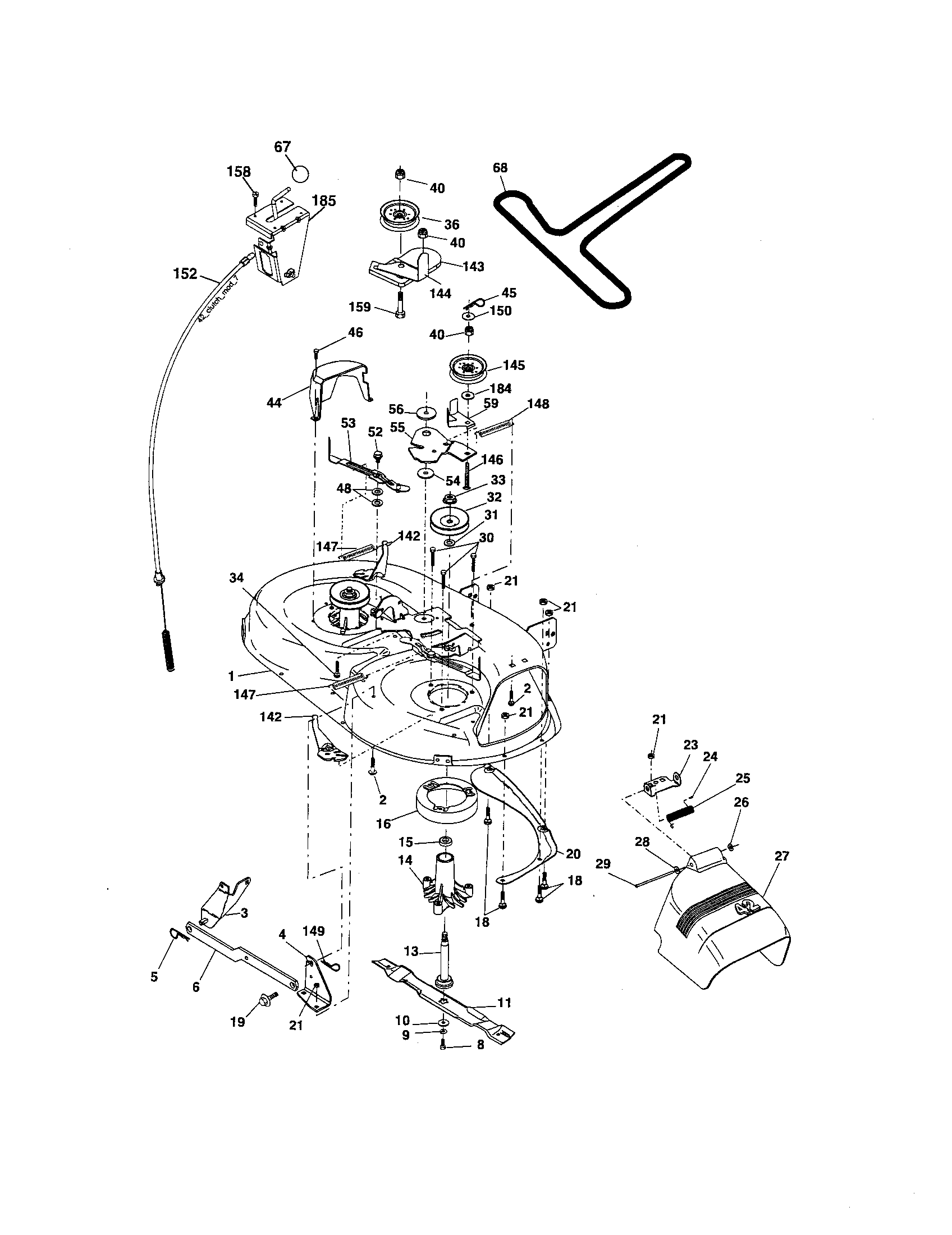 Mower Deck Diagram and Parts List for 917275401  Craftsman Lawn Tractor