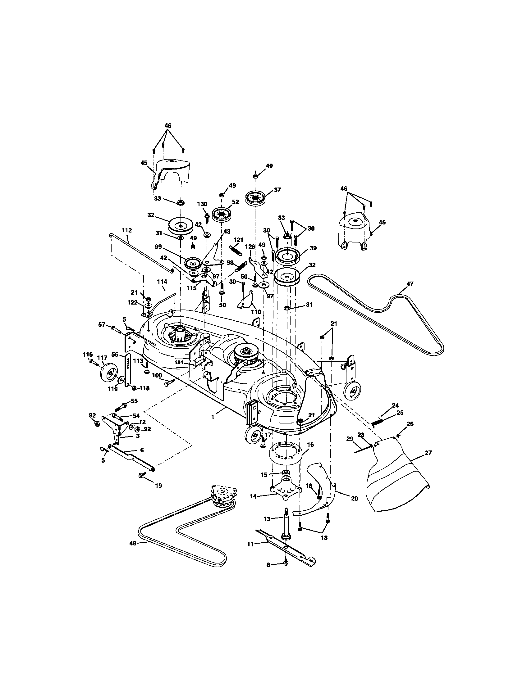 Mower Deck Diagram and Parts List for 917275740  Craftsman Lawn Tractor