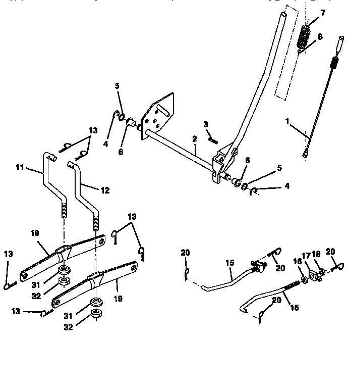 Lift Diagram and Parts List for 917258102  Craftsman Lawn Tractor