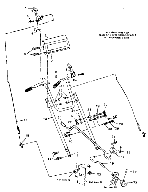Handle Assembly Diagram and Parts List for 8871  Craftsman Snow Blower