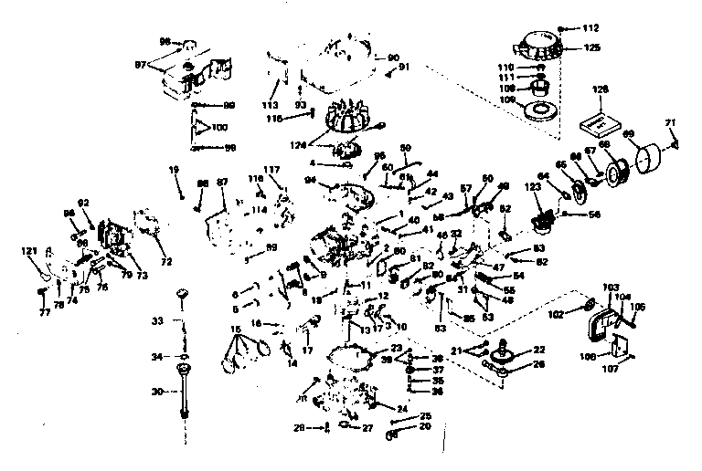 Basic Engine Diagram and Parts List for 143226102  Craftsman Engine