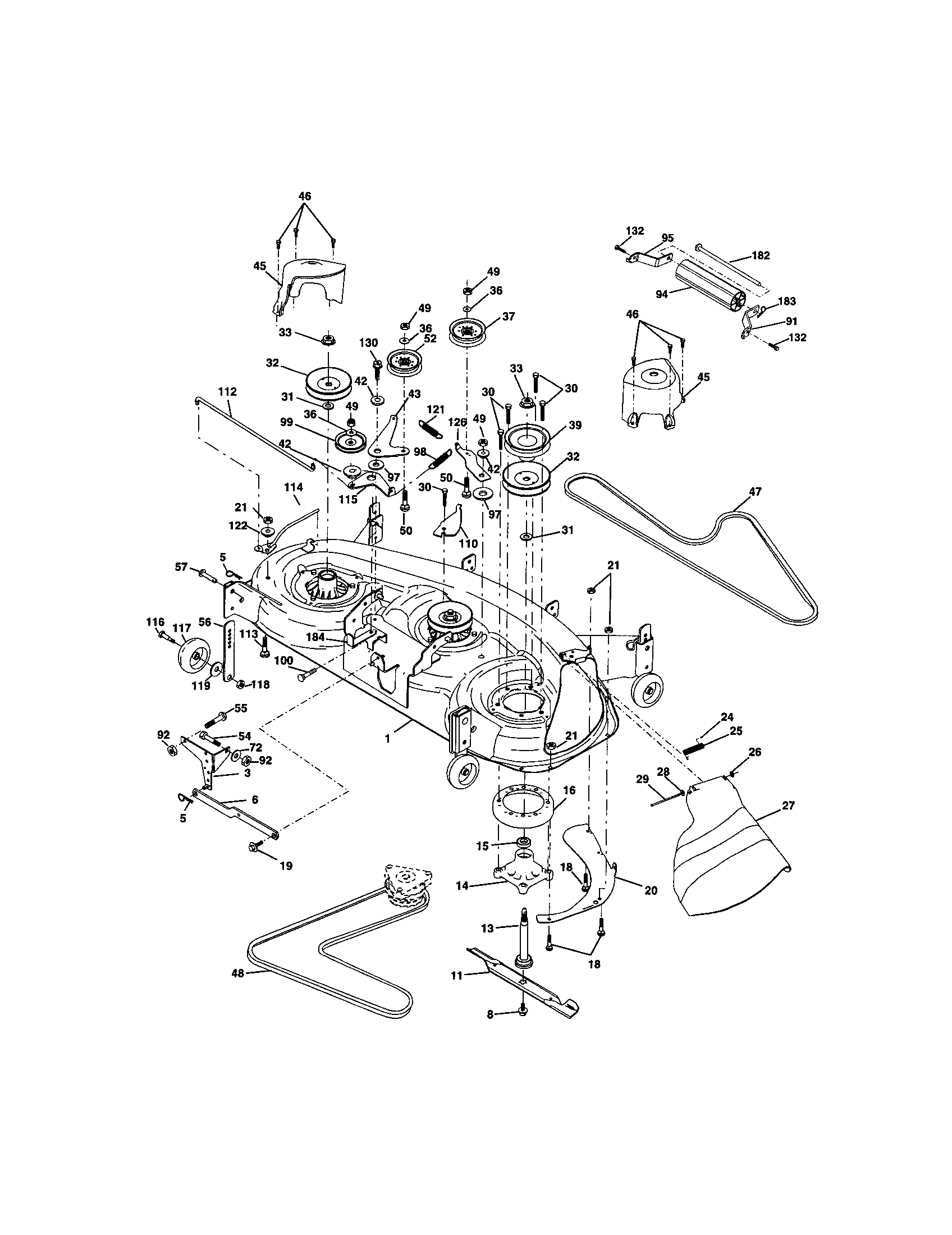 Mower Deck Diagram and Parts List for 917272265  Craftsman Lawn Tractor