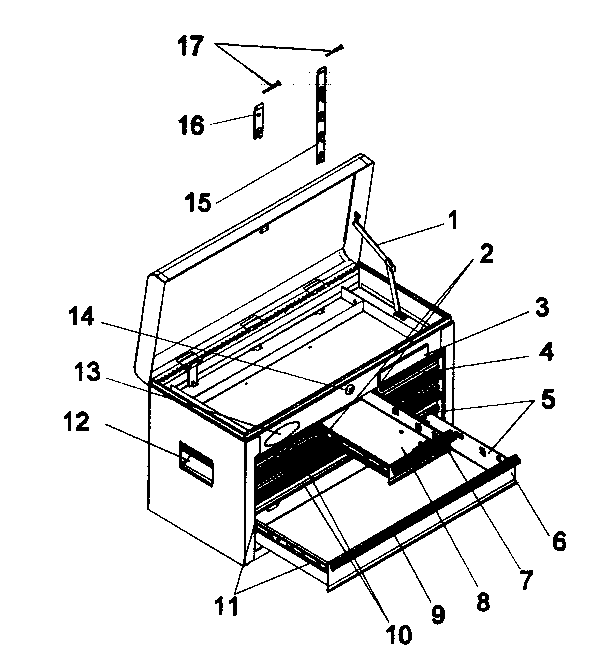Chest Diagram and Parts List for 706592984  Craftsman Tool Stand & Cart