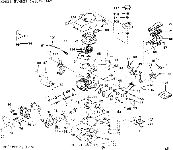 Engine Diagram and Parts List for 143266462  Craftsman Engine