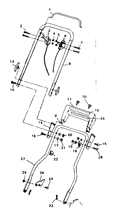 Handle Assembly Diagram and Parts List for 536375750  Craftsman Lawn Mower