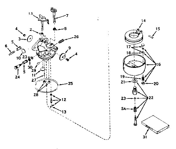 Carburetor Diagram and Parts List for 143576012  Craftsman Engine
