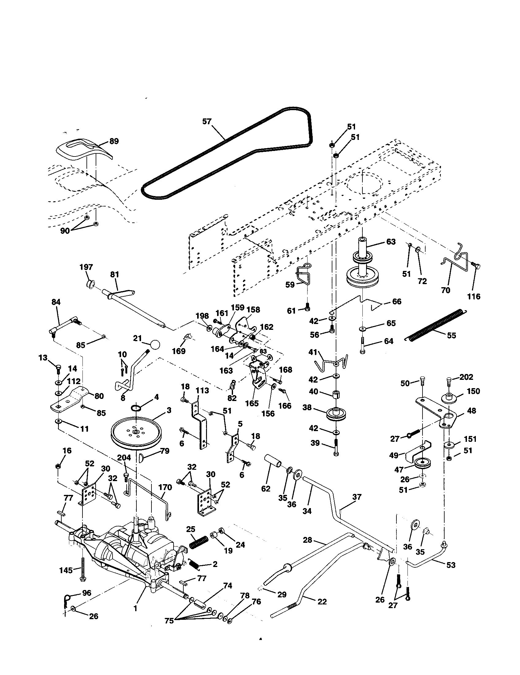 Drive Diagram and Parts List for 917259070  Craftsman Lawn Tractor