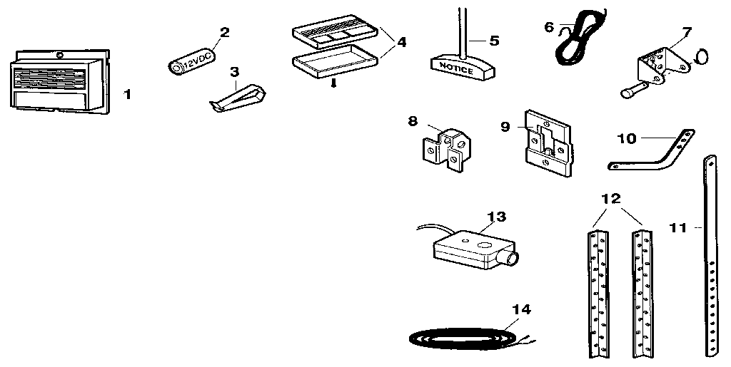 Installation Diagram and Parts List for 13953425  Craftsman Garage Door Opener