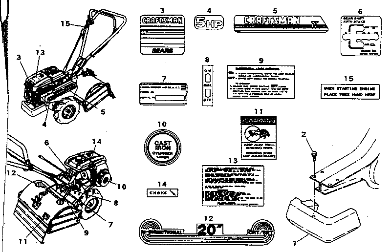 Counter Weight And Decals Diagram and Parts List for 636299950  Craftsman Engine