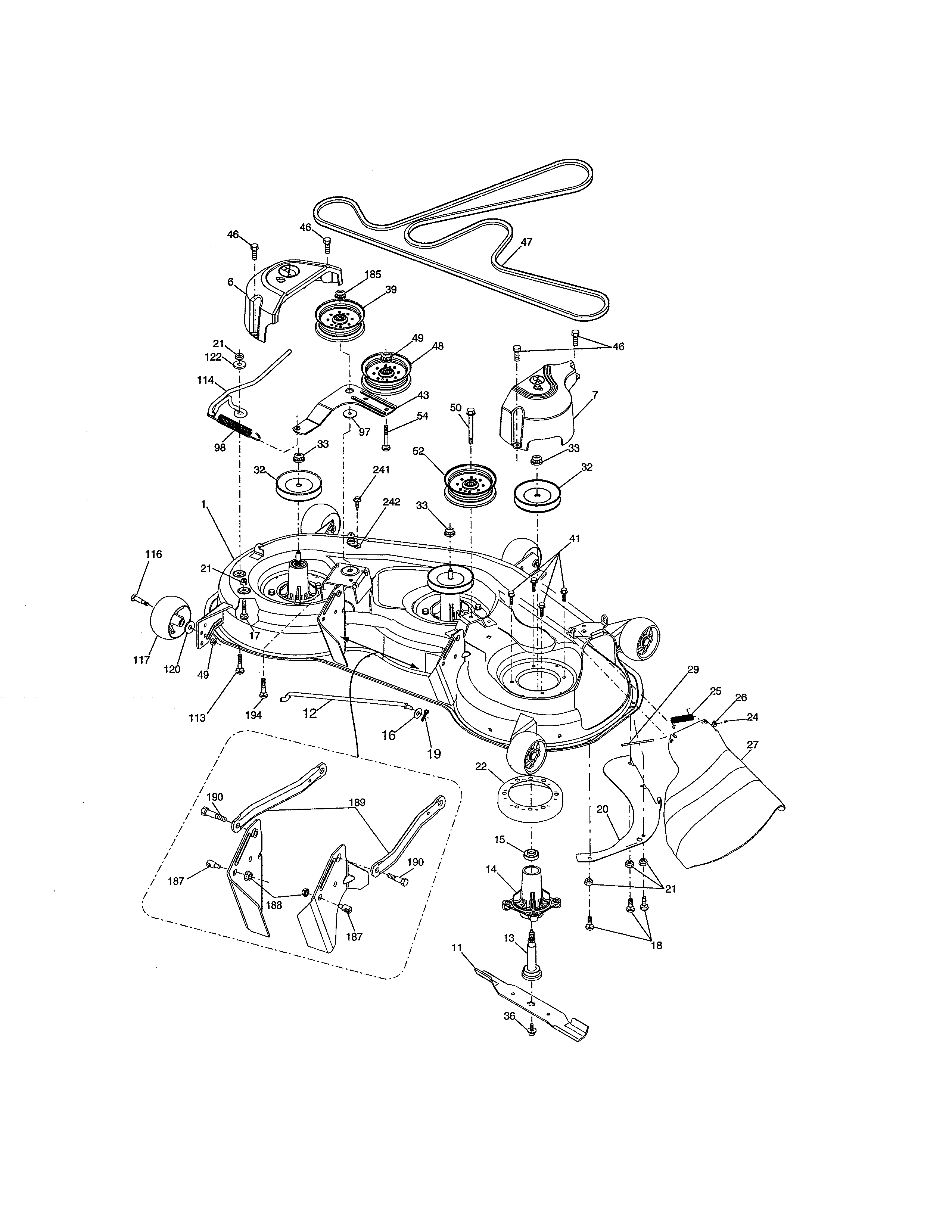 Mower Deck Diagram and Parts List for 917204070  Craftsman Lawn Tractor