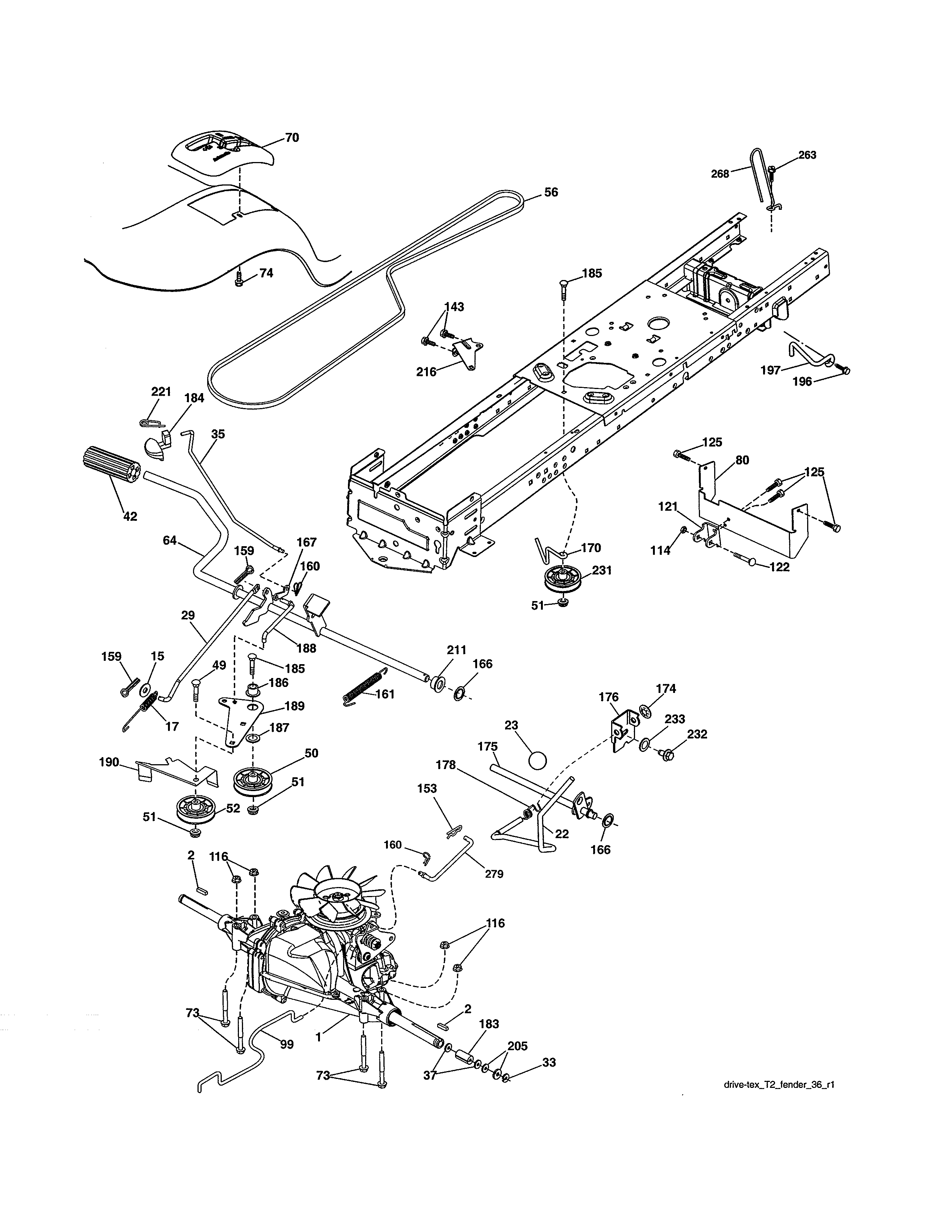 Ground Drive Diagram and Parts List for 917990370  Craftsman Lawn Tractor