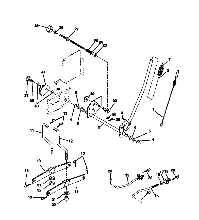 Lift Assembly Diagram and Parts List for 917272021  Craftsman Lawn Tractor