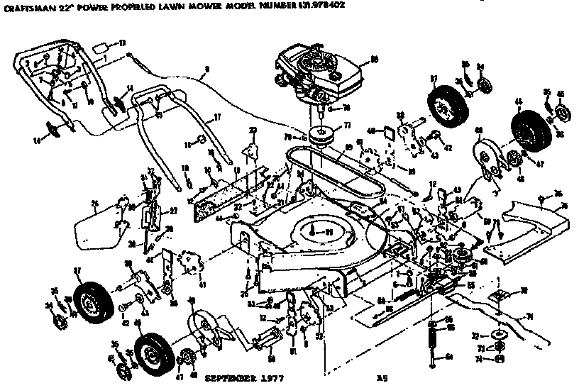 Mower Deck Diagram and Parts List for 131978402  Craftsman Lawn Mower