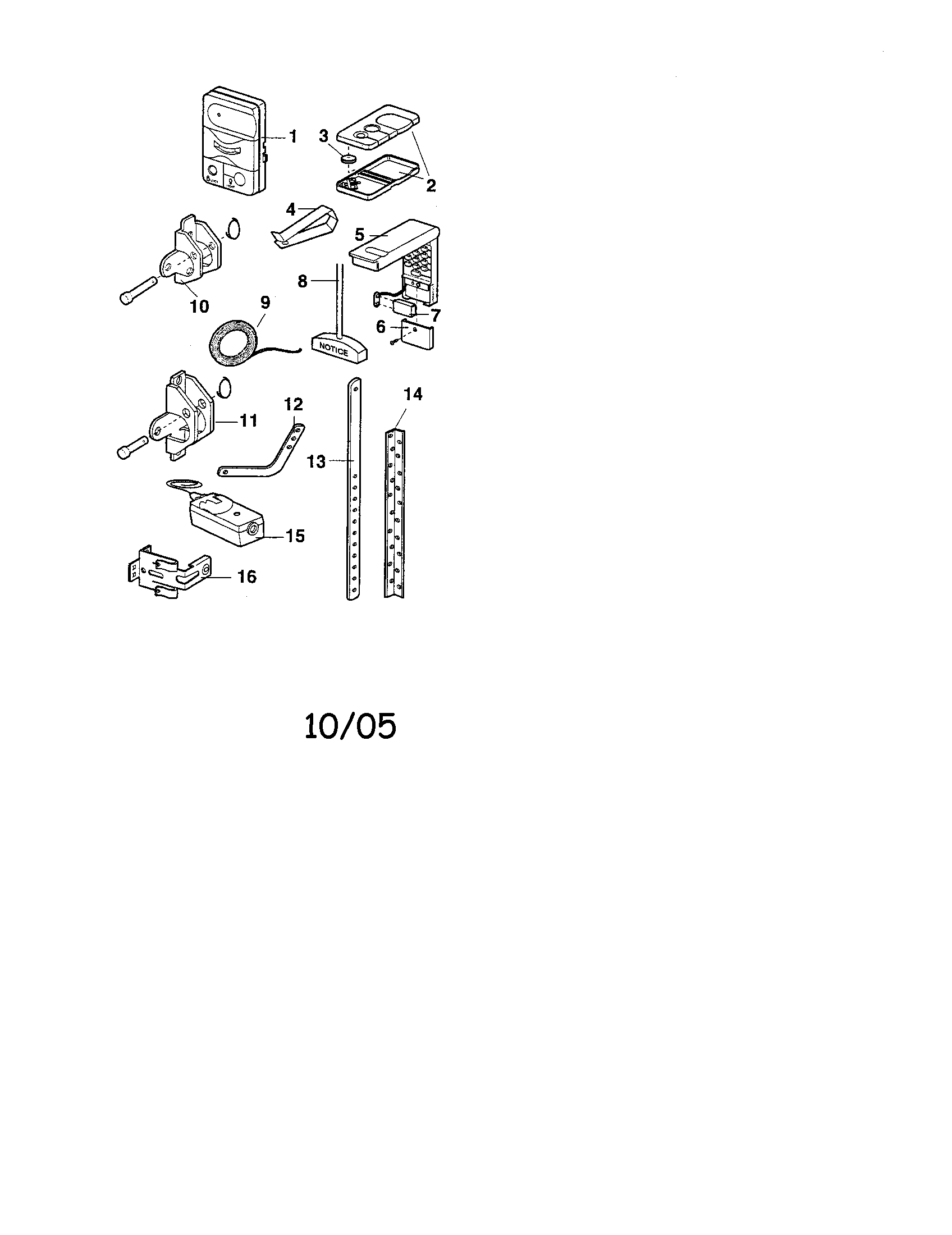 Installation Parts Diagram and Parts List for 13953990D  Craftsman Garage Door Opener