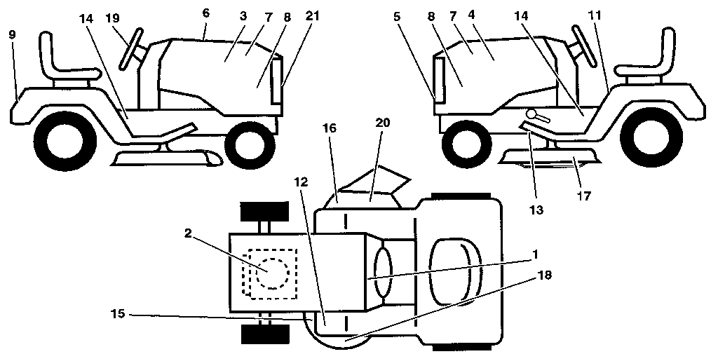 Decals Diagram and Parts List for 917255573  Craftsman Lawn Tractor