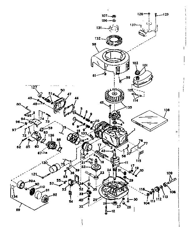 Basic Engine Diagram and Parts List for 143171072  Craftsman Engine