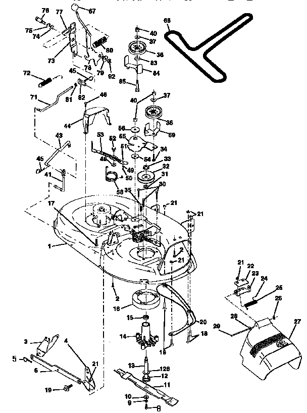 Mower Diagram and Parts List for 917256511  Craftsman Lawn Tractor