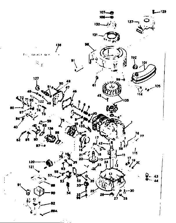 Basic Engine Diagram and Parts List for 143224412  Craftsman Engine