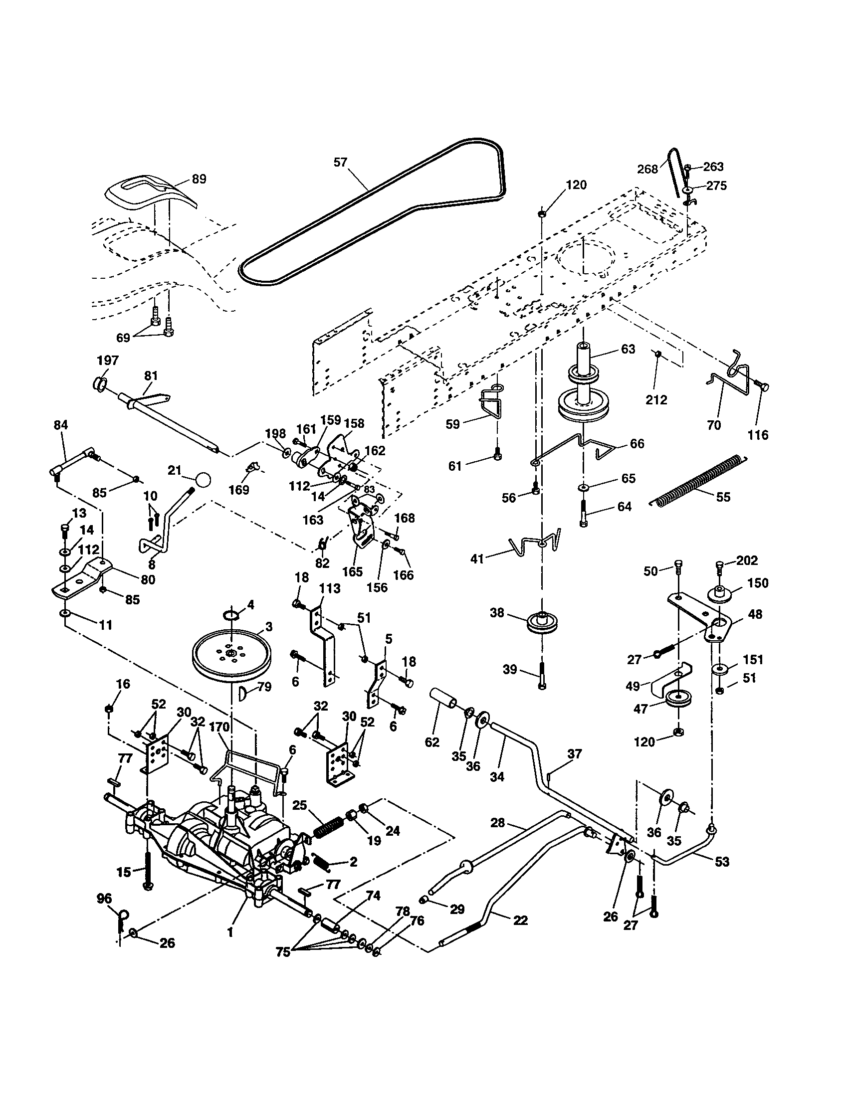 Drive Diagram and Parts List for 917277312  Craftsman Lawn Tractor