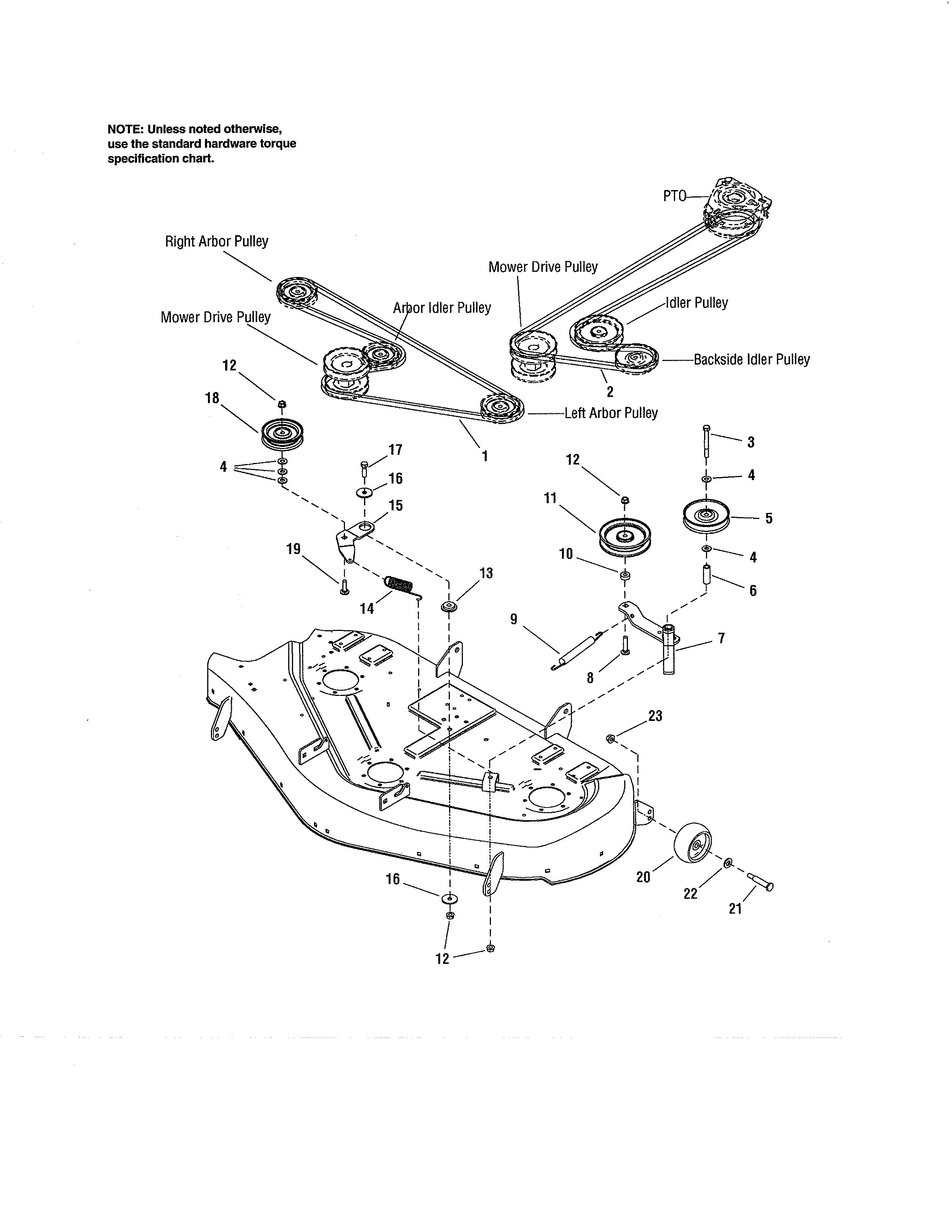 50" Deck-clutch/support Diagram and Parts List for 107287900  Craftsman Engine