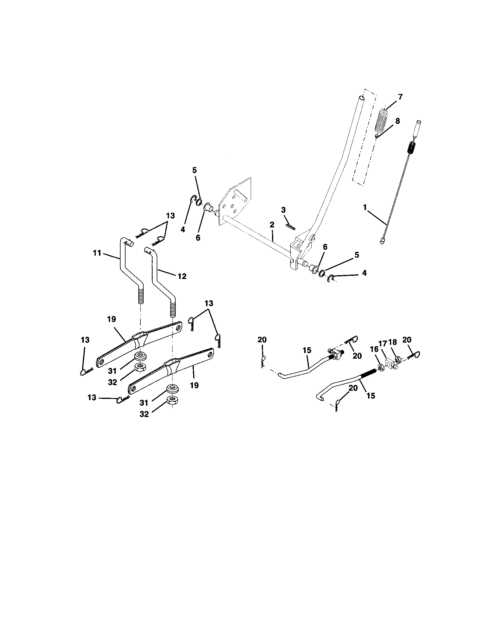 Lift Assembly Diagram and Parts List for 917271650  Craftsman Lawn Tractor