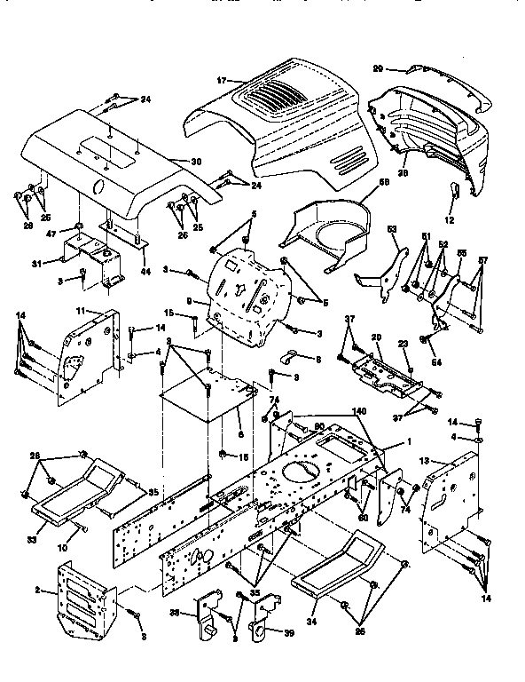 Chassis And Enclosures Diagram and Parts List for 917256571  Craftsman Lawn Tractor