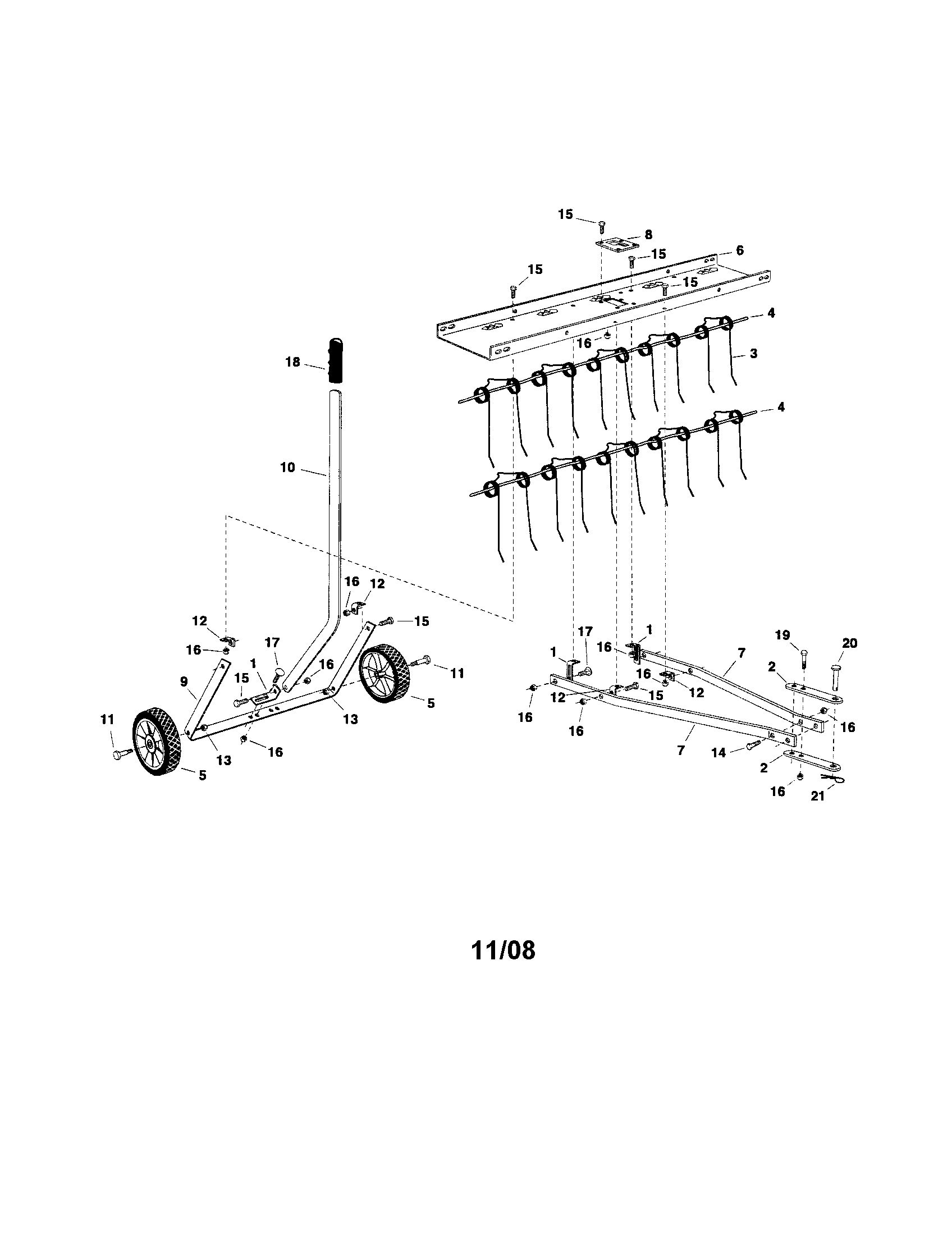 Tine Dethatcher Diagram and Parts List for 48624316  Craftsman Lawn Tractor