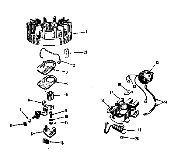 Magneto No. 27986 Diagram and Parts List for 14383001  Craftsman Engine