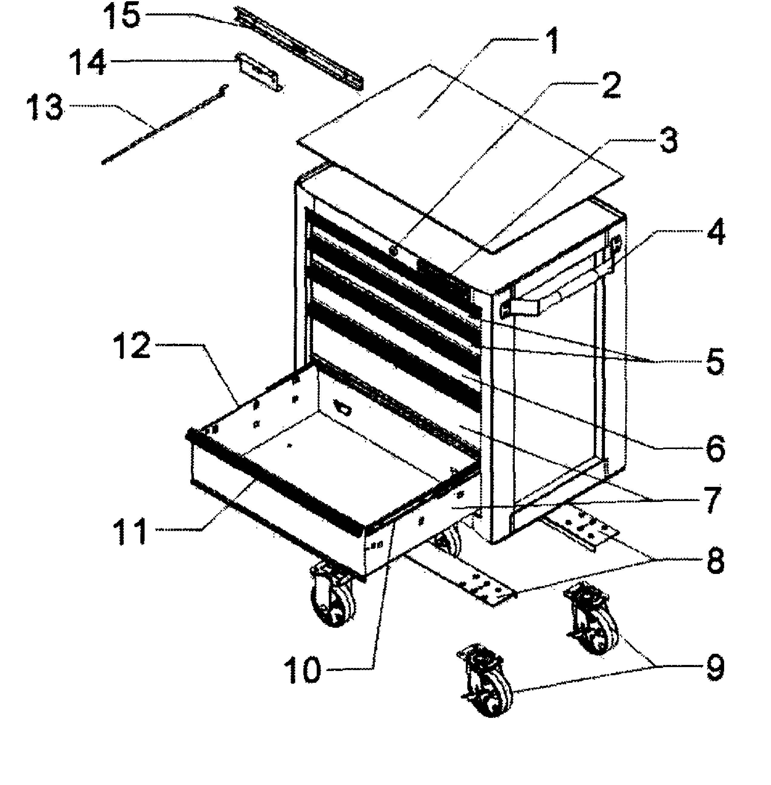 Tool Chest Diagram and Parts List for 706377180  Craftsman Tool Stand & Cart