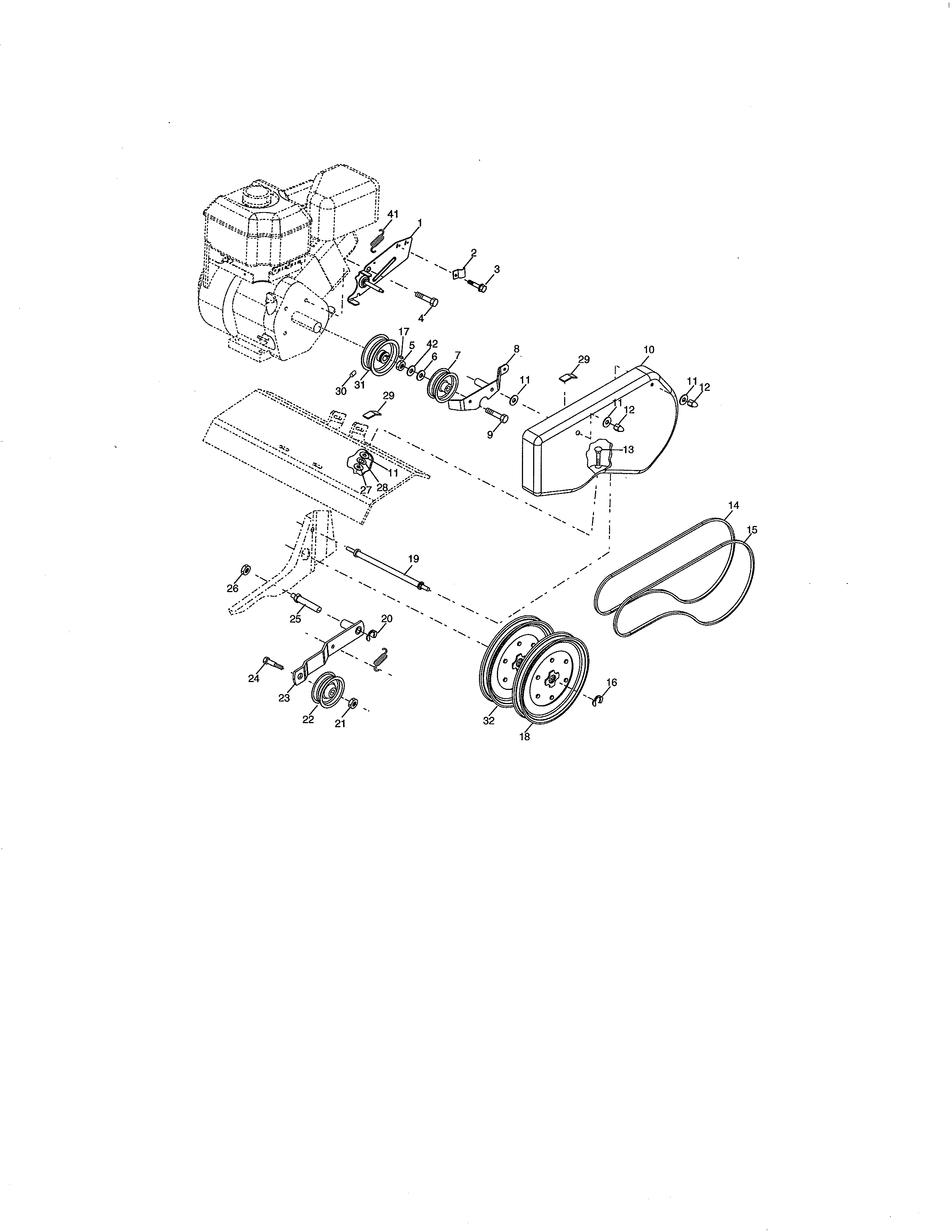 Belt Guard & Pulley Diagram and Parts List for 91725009  Craftsman Tiller
