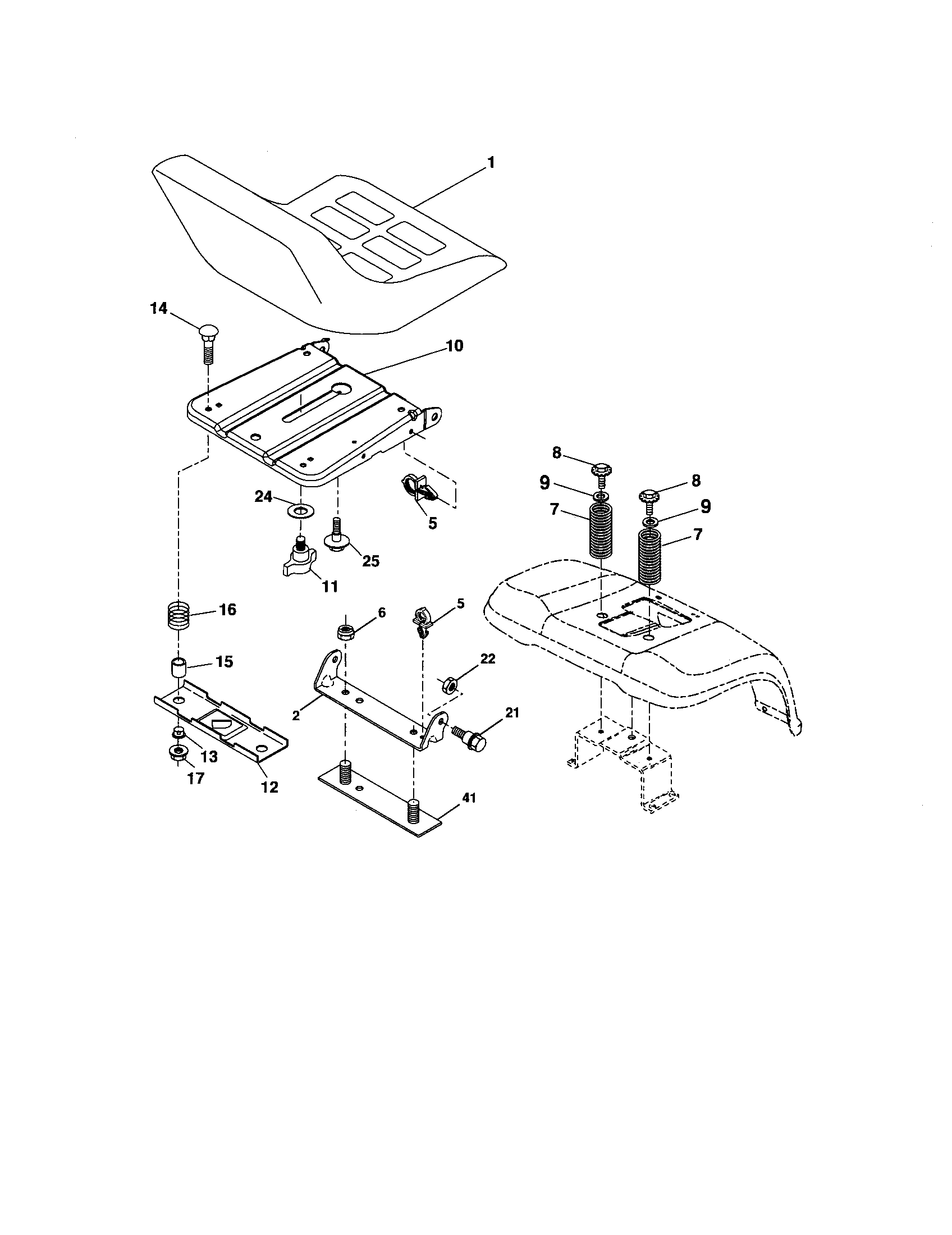 Seat Assembly Diagram and Parts List for 917275753  Craftsman Lawn Tractor